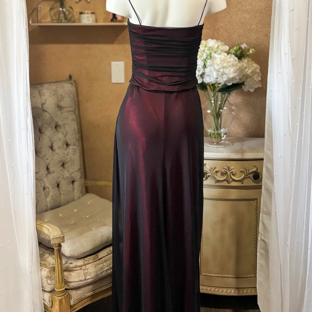 Vintage Cache Red & Black Sheer Overlay Slip Dress XS 90s Minimal Satin Maxi✨❤️ - Picture 2 of 8